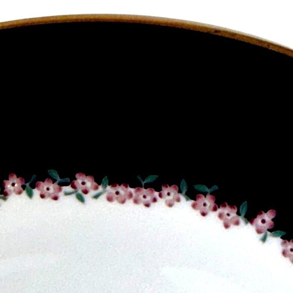 ARITA Rose Pavillion 3 Piece Dinner Plate Set Black Border, Gold Trim Flowers - Picture 3 of 10